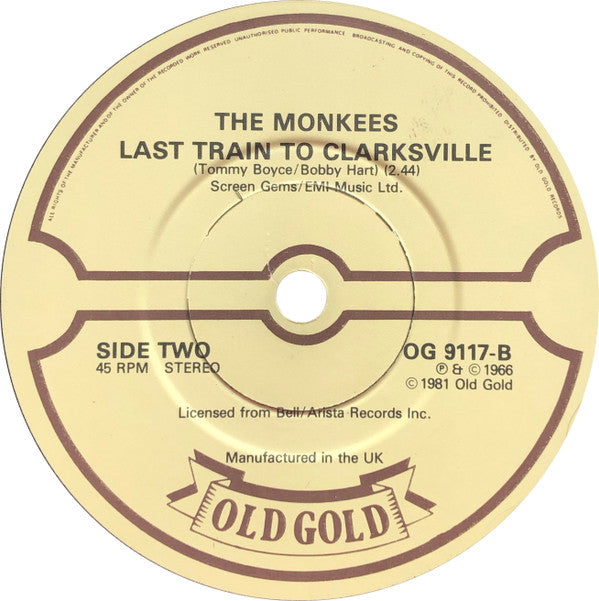 The Monkees : Daydream Believer / Last Train To Clarksville (7", RE)