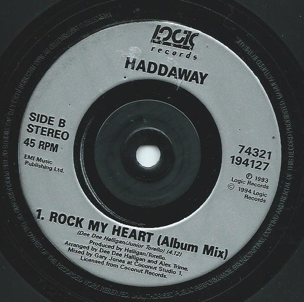 Haddaway : Rock My Heart (7")