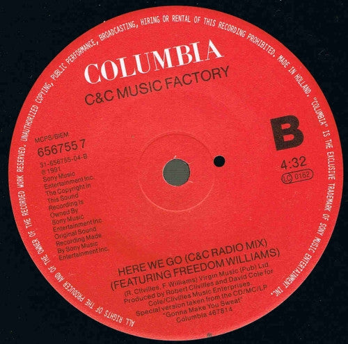 C + C Music Factory Featuring Freedom Williams : Here We Go (R&B Radio Mix) (7", Single)