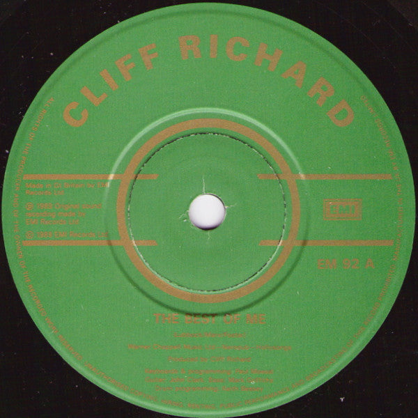 Cliff Richard : The Best Of Me (7", Single, Gol)