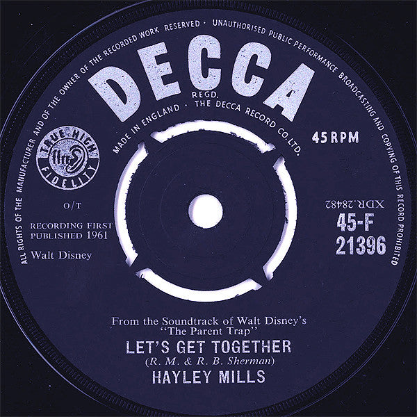 Hayley Mills : Let's Get Together (7", Single)