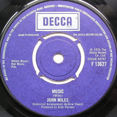 John Miles : Music (7", Single, Pap)