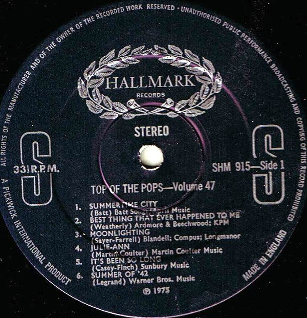 Unknown Artist : Top Of The Pops Vol. 47 (LP, Album)