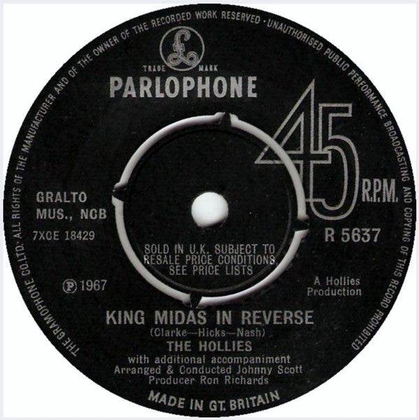 The Hollies : King Midas In Reverse (7", Single, 4 P)