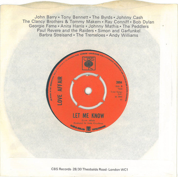 Love Affair* : One Road (7", Single, Kno)