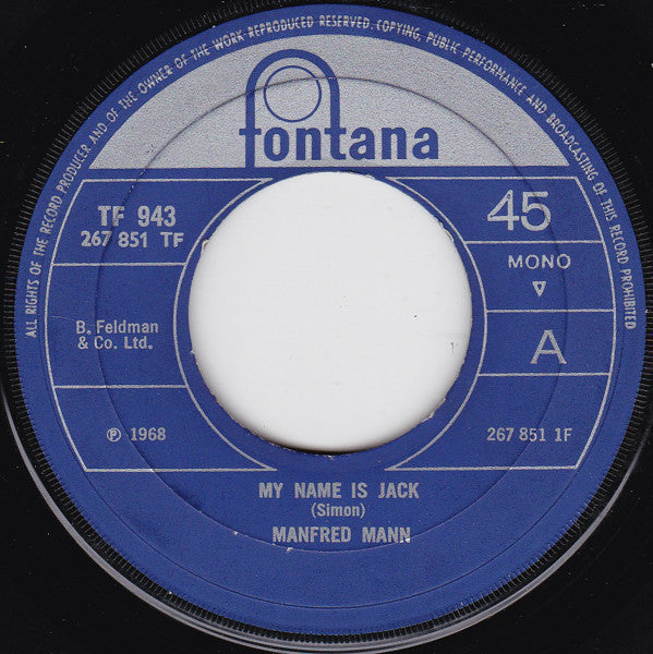 Manfred Mann : My Name Is Jack (7", Single, Mono, Lar)