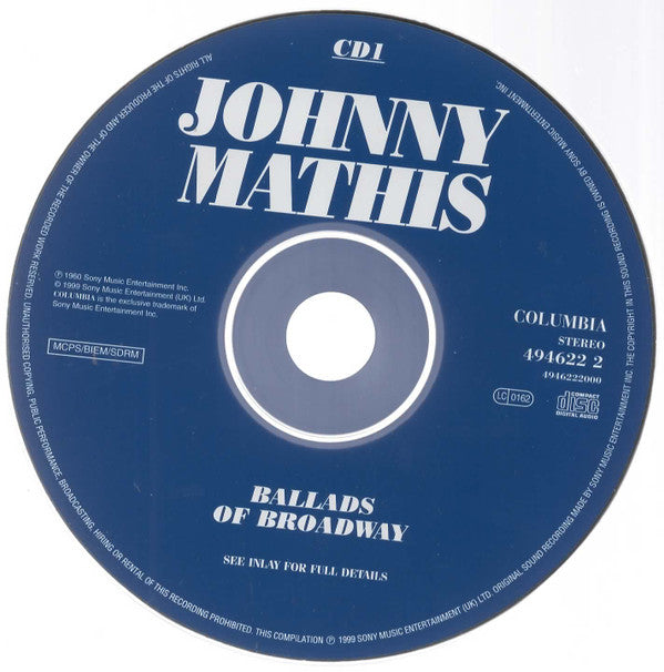 Johnny Mathis : Ballads Of Broadway / Rhythms Of Broadway (2xCD, Album, RE)