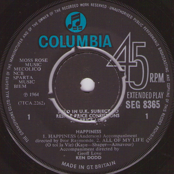 Ken Dodd : Happiness (7", EP, Mono)