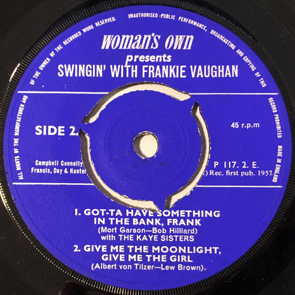 Frankie Vaughan With The Kaye Sisters : Swingin' With Frankie Vaughan (7", EP)