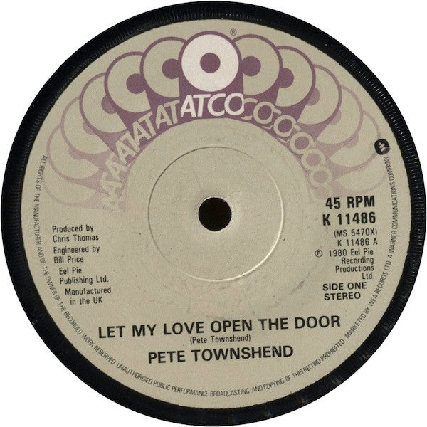 Pete Townshend : Let My Love Open The Door (7", Single)