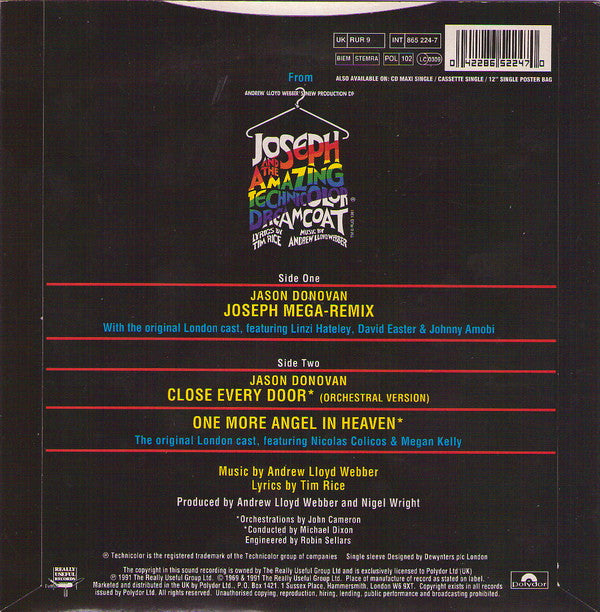 Jason Donovan With "Joseph And The Amazing Technicolor Dreamcoat" Original London Cast Featuring Linzi Hateley, David Easter & Johnny Amobi : Joseph Mega-Remix (7", Single)