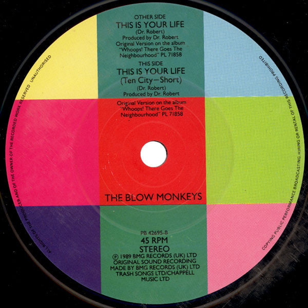 The Blow Monkeys : This Is Your Life (7", Single, (di)