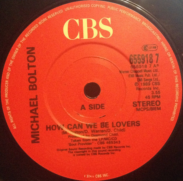 Michael Bolton : How Can We Be Lovers (7", Single)