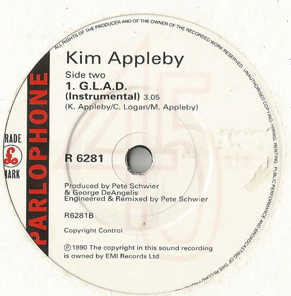 Kim Appleby : G.L.A.D. (7", Single, Glo)