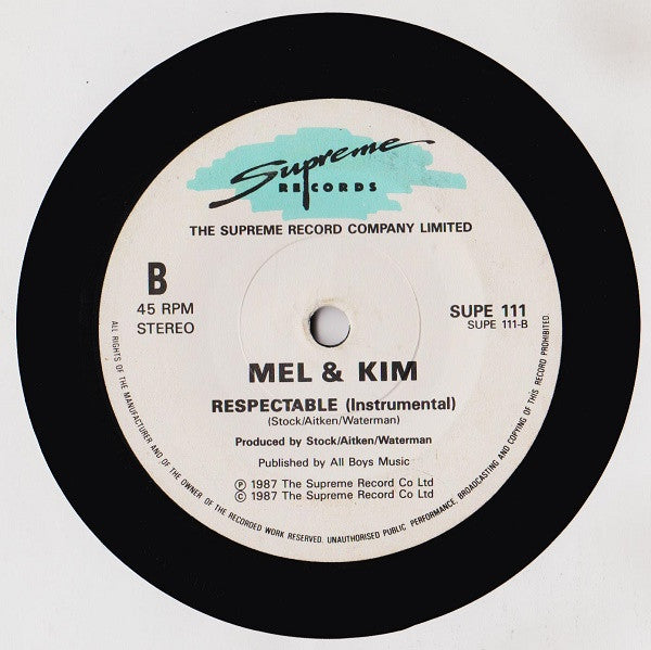 Mel & Kim : Respectable (7", Single, Pap)