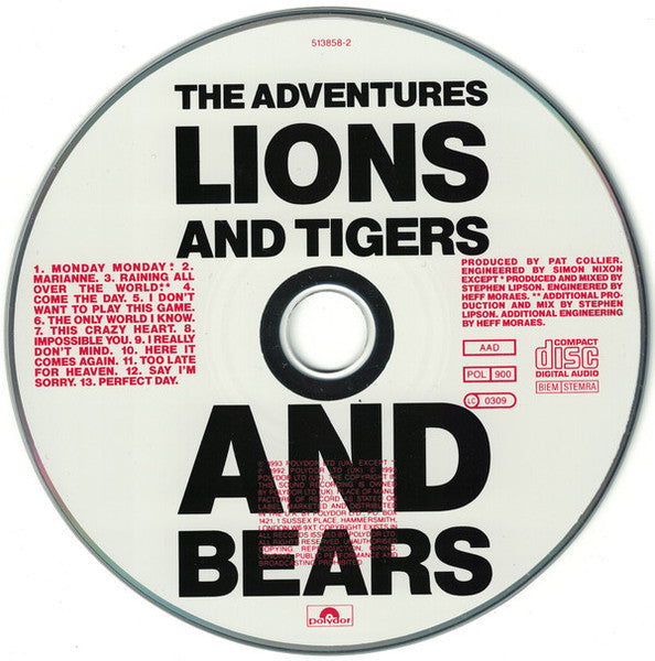 The Adventures : Lions And Tigers And Bears (CD, Album)