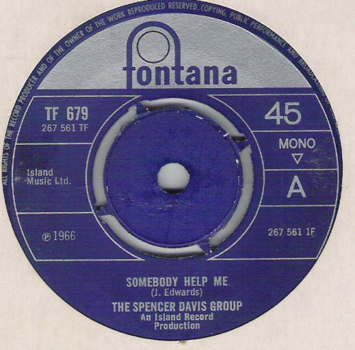 The Spencer Davis Group : Somebody Help Me (7", Single, Mono, 4-P)