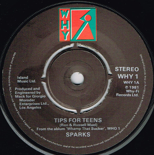 Sparks : Tips For Teens (7", Single)