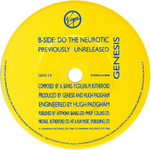 Genesis : In Too Deep (7", Single)