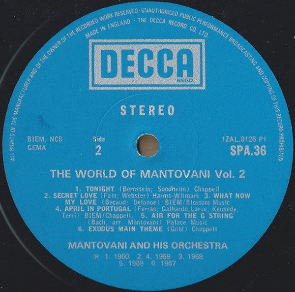 Mantovani And His Orchestra : The World Of Mantovani Vol. 2 (LP, Comp)