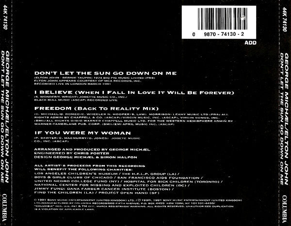 George Michael / Elton John : Don't Let The Sun Go Down On Me (CD, Single)