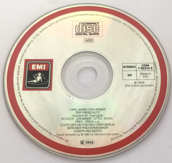 Weber*, Otto*, Grümmer*, Kohn*, Schock*, Chor der Deutschen Oper Berlin, Berliner Philharmoniker, Keilberth* : Der Freischütz (Großer Querschnitt) (CD, Comp, RM)