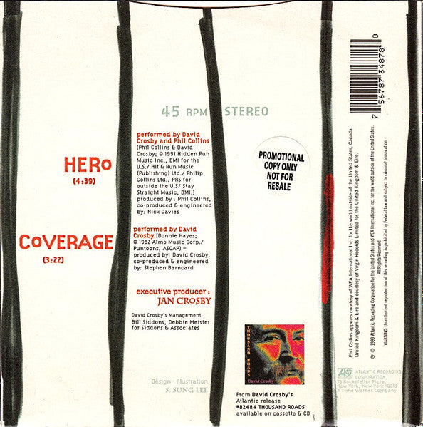 David Crosby Featuring Phil Collins : Hero (7", Pap)