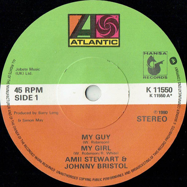 Amii Stewart & Johnny Bristol : My Guy, My Girl (7", Single)