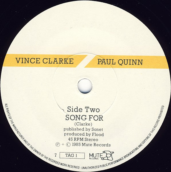 Vince Clarke, Paul Quinn : One Day (7", Single)