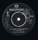 Paul McCartney : No More Lonely Nights (Ballad) / No More Lonely Nights (Playout Version) (7", Single, M/Print, Pap)