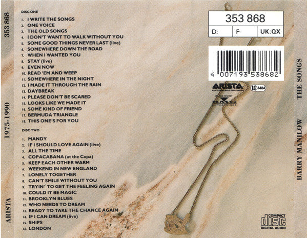 Barry Manilow : The Songs 1975 - 1990 (2xCD, Comp)
