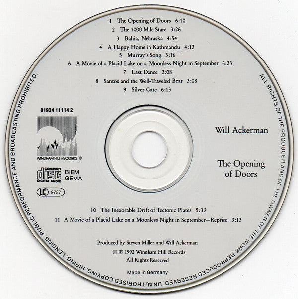 Will Ackerman* : The Opening Of Doors (CD, Album)