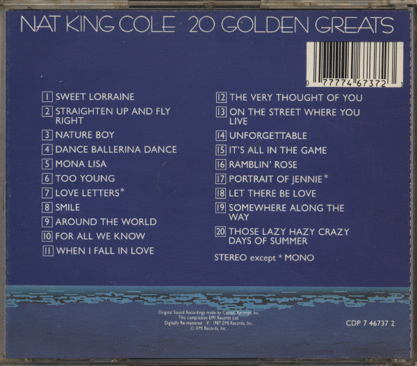 Nat King Cole : 20 Golden Greats (CD, Comp, RE, RM, RP)