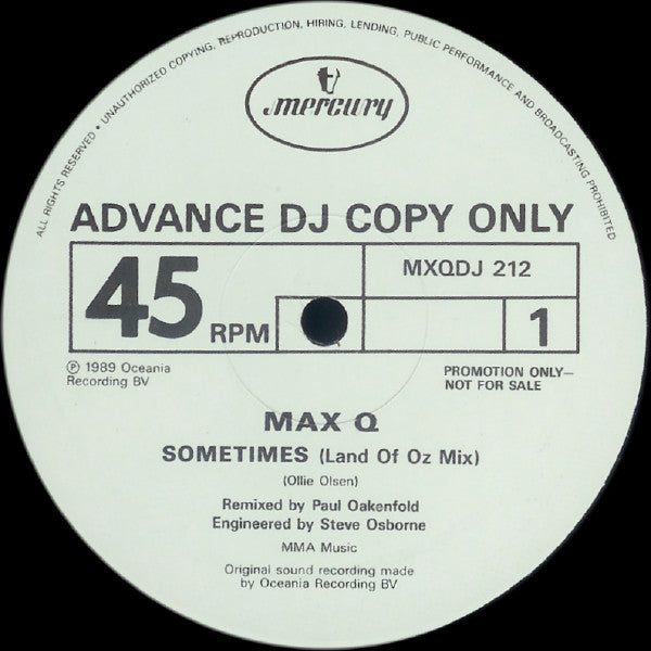 Max Q : Sometimes (12", Promo)