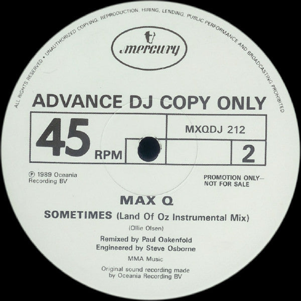 Max Q : Sometimes (12", Promo)