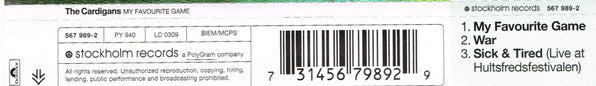 The Cardigans : My Favourite Game (CD, Single)