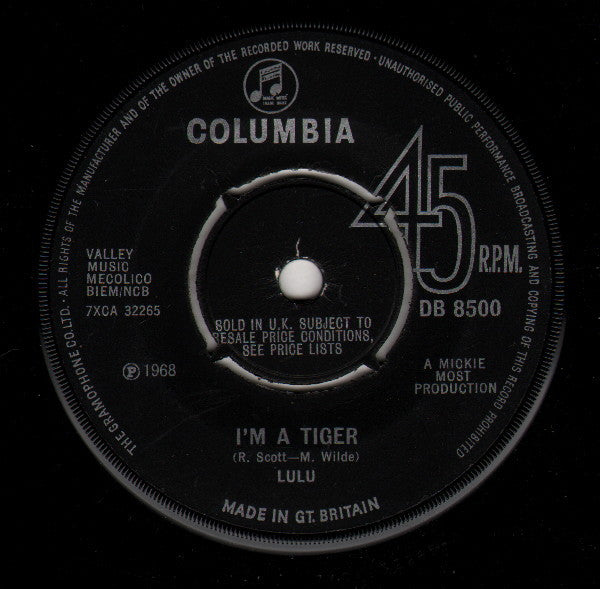 Lulu : I'm A Tiger (7", Single, 4 P)