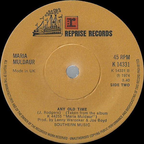 Maria Muldaur : Midnight At The Oasis (7", Single, Sol)