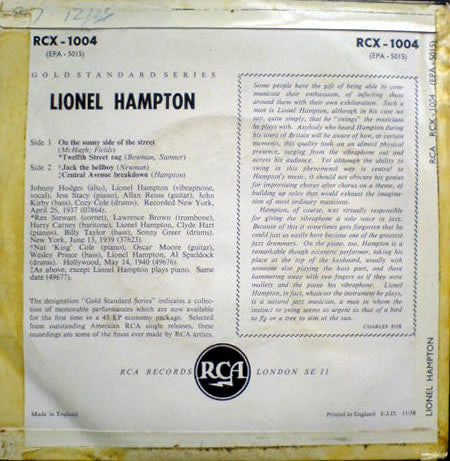 Lionel Hampton : Lionel Hampton (7", EP, Comp)