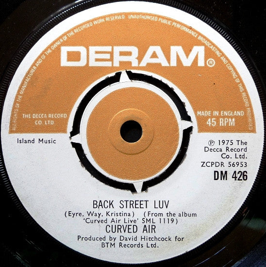 Curved Air : Back Street Luv (Live) (7", Single, 4-P)