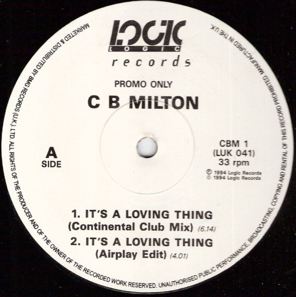 CB Milton : It's A Loving Thing (12", Promo)