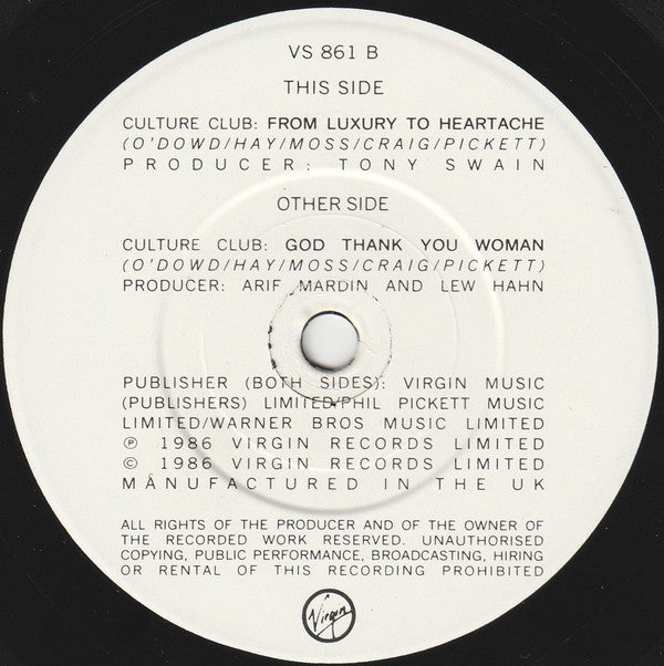 Culture Club : God Thank You Woman (7", Single)