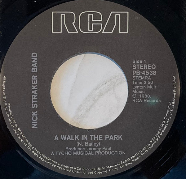 Nick Straker Band : A Walk In The Park (7", Single)