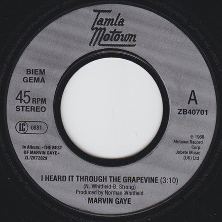 Marvin Gaye : I Heard It Through The Grapevine (7", Single)