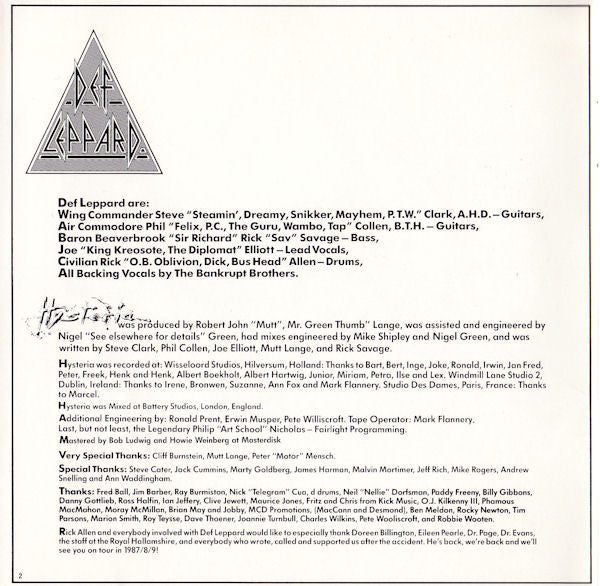 Def Leppard : Hysteria (CD, Album, RE)