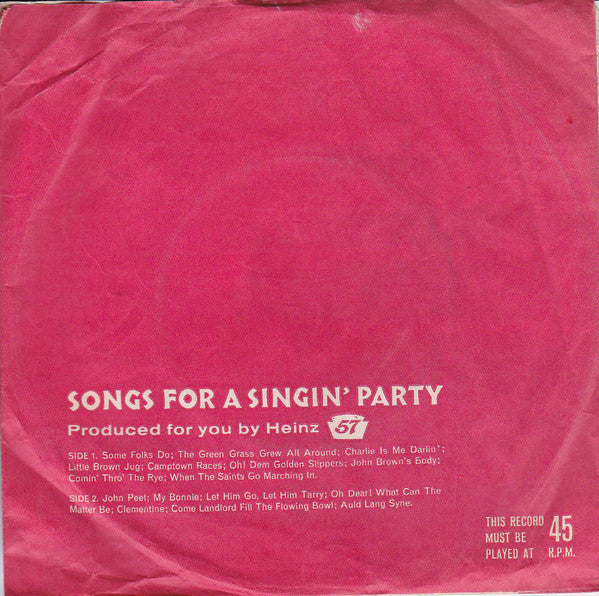 Jack Jackson : Songs For A Singin' Party (7")