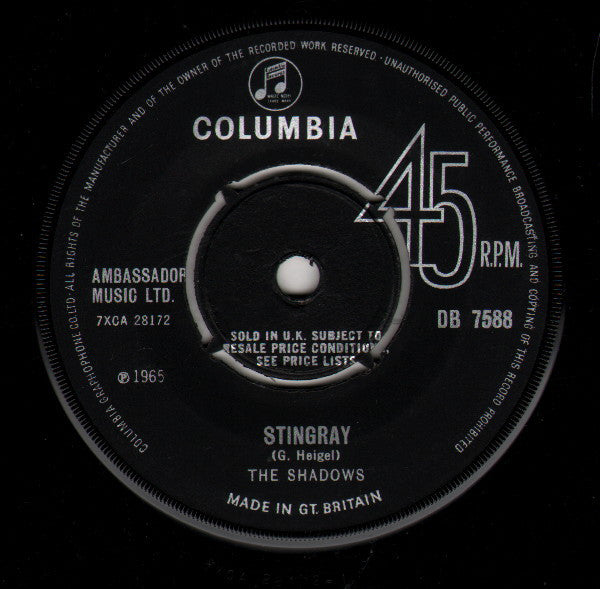 The Shadows : Stingray (7", Single)