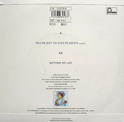 Oleta Adams : You've Got To Give Me Room / Rhythm Of Life (7", Single)