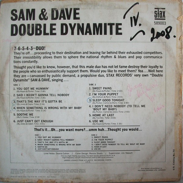 Sam & Dave : Double Dynamite (LP, Album)