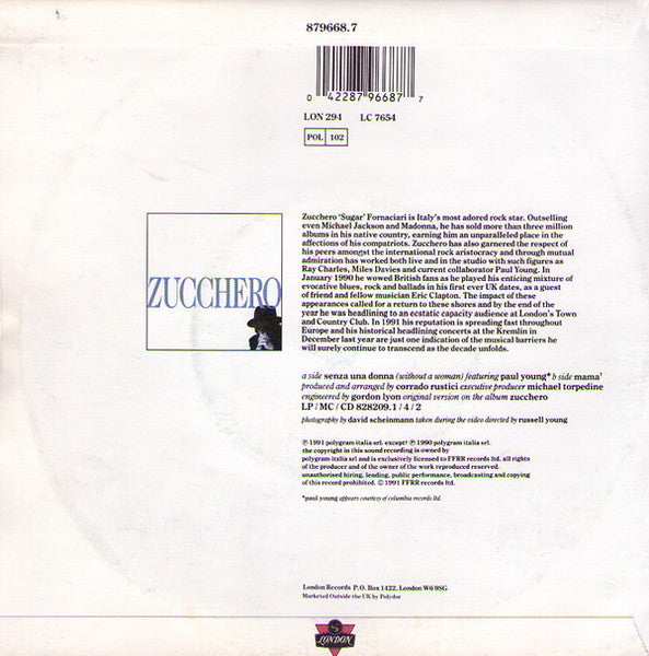 Zucchero, Paul Young : Senza Una Donna (Without A Woman) (7", Single)